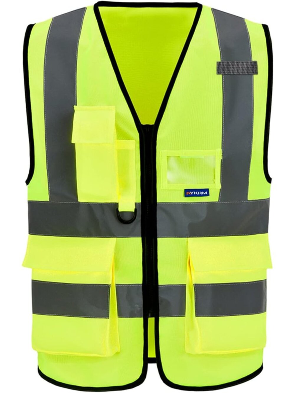 7pocket High Visibility Safety Vest Zipper, Construction Vest Reflective Strips - Picture 1 of 8
